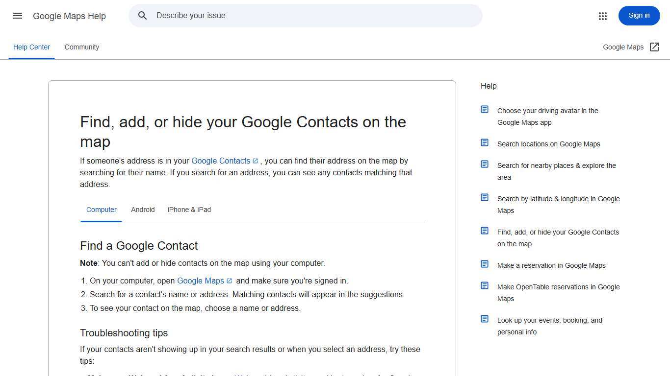 Find, add, or hide your Google Contacts on the map - Computer - Google Maps Help