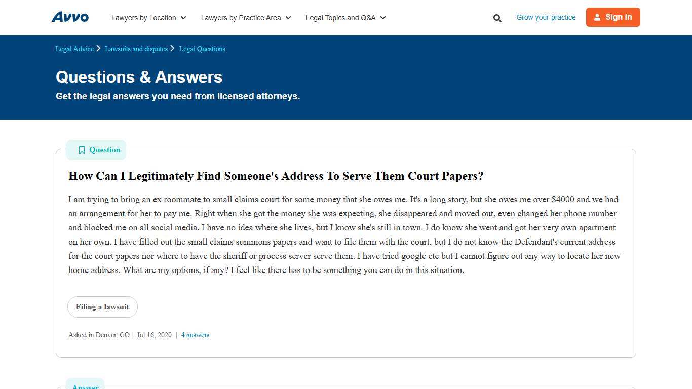 How Can I Legitimately Find Someone's Address To Serve Them Court Papers? - Legal Answers